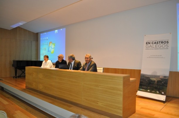 Acto de presentación das xornadas: Marta Díaz fernández, Felipe Arias Vilas, Pedro García Herradón e Jesús Ramos Ledo